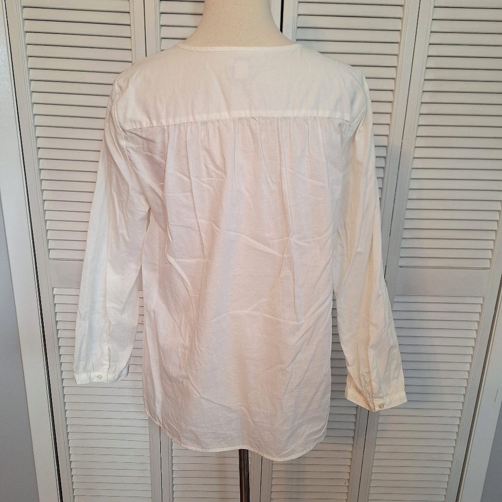 J. Crew Cotton Embroidery Peasant Top Sz LG *C4 - Picture 3 of 6